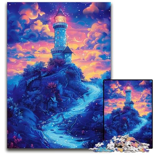 Puzzle 1000 Teile für Erwachsene Traum-Leuchtturm Schwierige Puzzles für Erwachsene Interaktives Familienspiel, Gehirn-Herausforderung, Lernspielzeug 50x75cm/19,68x29,52 Zoll von JIANGENNF