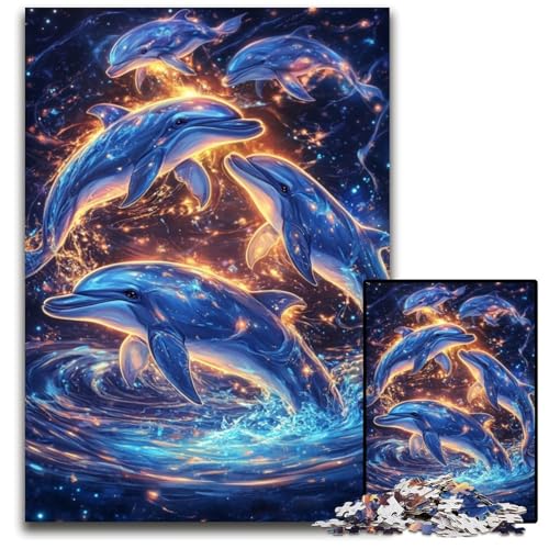 Puzzle 1000 Teile für Erwachsene Traumdelfin Holzpuzzle Spielzeug Geschenk Pädagogisches intellektuelles Dekomprimierungsspaß Familienspiel 50X75CM von JIANGENNF