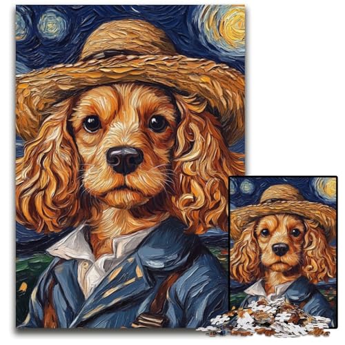 Puzzle 1000 Teile für Erwachsene Van Gogh Hund Papppuzzles für Reiseliebhaber und Paare, anspruchsvolles Spielzeug 26x38cm/10,23x14,96 Zoll von JIANGENNF
