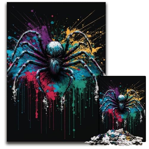 Puzzle 1000 Teile für Erwachsene Vogelspinne Buntes Kartonpuzzle für Erwachsene Interaktives Familienspiel, Denksportaufgabe, Lernspielzeug 26x38cm/10,23x14,96 Zoll von JIANGENNF