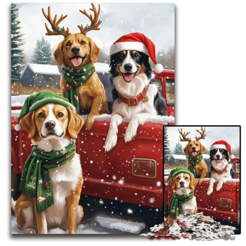 Puzzle 1000 Teile für Erwachsene Weihnachtstiere Kartonpuzzle Lernspiele Stressabbau, Heimdekorationsspielzeug für 14-Jährige 26X38CM von JIANGENNF