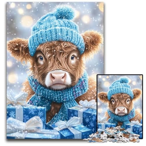 Puzzle 1000 Teile für Erwachsene Winter Yak Kartonpuzzle Lernspiele Stressabbau, Heimdekorationsspielzeug für 14-Jährige 26X38CM von JIANGENNF