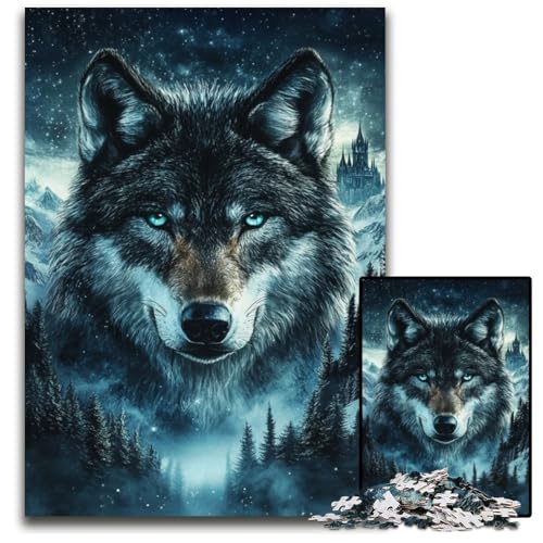 Puzzle 1000 Teile für Erwachsene Wolf Holzpuzzle für 14+ Schwer zu vervollständigen, Aber lustiges und humorvolles Geburtstagsgeschenk 50X75CM von JIANGENNF