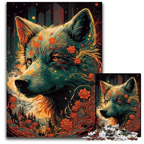 Puzzle 1000 Teile für Erwachsene Wolf Jenseitige Puzzles für Erwachsene Herausforderndes Denkspiel für Teenager, Familienspaß Interaktives Spiel 26x38cm/10,23x14,96 Zoll von JIANGENNF