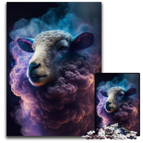 Puzzle 1000 Teile für Erwachsene Wolkenschaf-Puzzle aus Pappe für Erwachsene, interaktives Familienspiel, Denksportaufgabe, Lernspielzeug, 26x38cm/10,23x14,96 Zoll von JIANGENNF