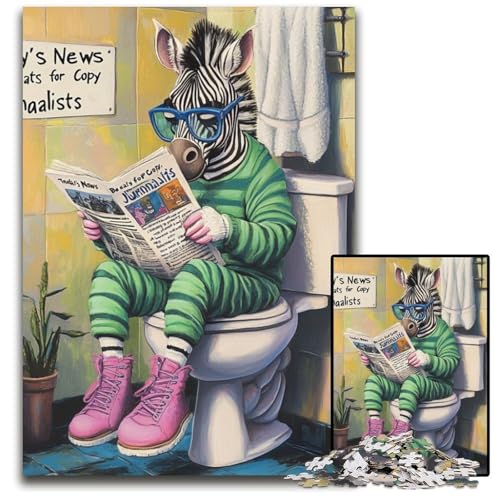 Puzzle 1000 Teile für Erwachsene Zebra Go Toilet Papppuzzle Herausforderndes DIY-Denkspiel für Teenager 26x38cm/10,23x14,96 Zoll Puzzle 1000 Teile für Erwachsene Zebra Go Toilet Papppuzzle Herausforderndes DIY-Denkspiel für Teenager 26x38cm/10,23x14,96 Zoll von JIANGENNF