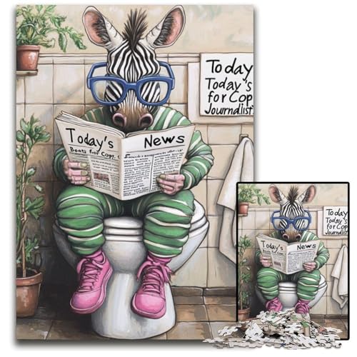 Puzzle 1000 Teile für Erwachsene Zebra Go Toilet Schwierige Puzzles für Erwachsene, DIY-Kunstwerk 26x38cm/10,23x14,96 Zoll Puzzle 1000 Teile für Erwachsene Zebra Go Toilet Schwierige Puzzles für Erwachsene, DIY-Kunstwerk 26x38cm/10,23x14,96 Zoll von JIANGENNF