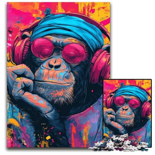 Puzzle 1000 Teile für Erwachsene oder Familien, AFFE hört Musik, Holzpuzzle, Lernspiele, DIY-Spielzeug, Geburtstagsgeschenk, Geschenke für 14-Jährige, 50x75cm Puzzle 1000 Teile für Erwachsene oder Familien, AFFE hört Musik, Holzpuzzle, Lernspiele, DIY-Spielzeug, Geburtstagsgeschenk, Geschenke für 14-Jährige, 50x75cm von JIANGENNF