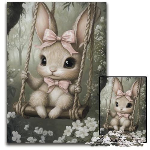 Puzzle 1000 Teile für Erwachsene oder Familien, Baby-Häschen auf der Schaukel, Karton-Puzzle, pädagogisches Denkspiel, künstlerische Heim- und Bürodekoration, ab 14 Jahren, 26x38cm Puzzle 1000 Teile für Erwachsene oder Familien, Baby-Häschen auf der Schaukel, Karton-Puzzle, pädagogisches Denkspiel, künstlerische Heim- und Bürodekoration, ab 14 Jahren, 26x38cm von JIANGENNF