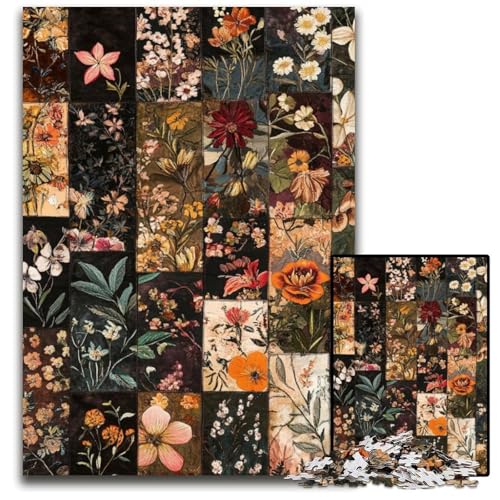 Puzzle 1000 Teile für Erwachsene oder Familien, Blumencollage, Kartonpuzzle, interessanter Stressabbau, Geschenkideen für 14+, 26x38cm von JIANGENNF