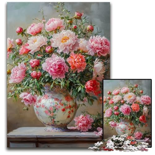 Puzzle 1000 Teile für Erwachsene oder Familien, Blumenkunst, Holzpuzzle, pädagogisches Denkspiel, künstlerische Heim- und Bürodekoration, ab 14 Jahren, 50x75cm von JIANGENNF