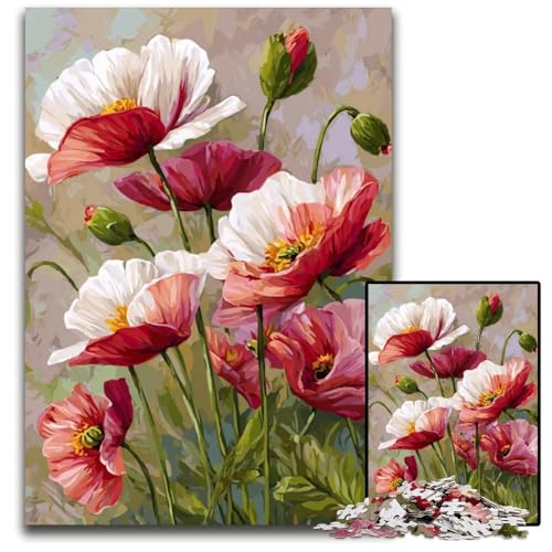 Puzzle 1000 Teile für Erwachsene oder Familien, Blumenkunst, Kartonpuzzle, pädagogisches Denkspiel, künstlerische Heim- und Bürodekoration, ab 14 Jahren, 26x38cm von JIANGENNF