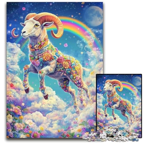 Puzzle 1000 Teile für Erwachsene oder Familien, Blumenziegen-Papppuzzle mit interaktivem Familienspiel, Kinder ab 14 Jahren, 26x38cm Puzzle 1000 Teile für Erwachsene oder Familien, Blumenziegen-Papppuzzle mit interaktivem Familienspiel, Kinder ab 14 Jahren, 26x38cm von JIANGENNF