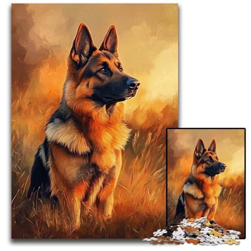 Puzzle 1000 Teile für Erwachsene oder Familien, Deutscher Schäferhund, Holzpuzzle, Familienspaß, einzigartiger Geburtstag und Geschenke für Kinder und 14 Jahre alt, 50x75cm Puzzle 1000 Teile für Erwachsene oder Familien, Deutscher Schäferhund, Holzpuzzle, Familienspaß, einzigartiger Geburtstag und Geschenke für Kinder und 14 Jahre alt, 50x75cm von JIANGENNF