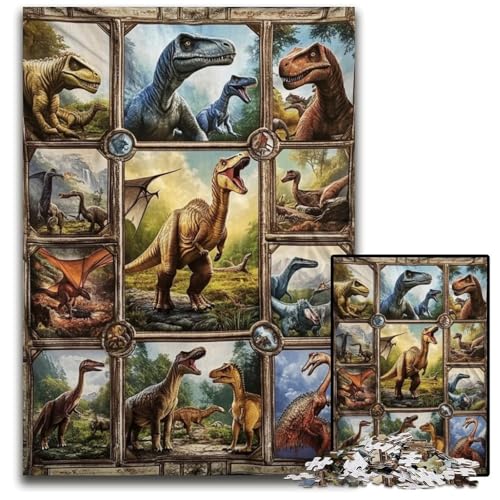 Puzzle 1000 Teile für Erwachsene oder Familien, Dinosaurier-Collage, Karton-Puzzle, dekomprimierendes intellektuelles Lernspielzeug, gutes Geschenk für Erwachsene und Teenager, 26x38cm Puzzle 1000 Teile für Erwachsene oder Familien, Dinosaurier-Collage, Karton-Puzzle, dekomprimierendes intellektuelles Lernspielzeug, gutes Geschenk für Erwachsene und Teenager, 26x38cm von JIANGENNF