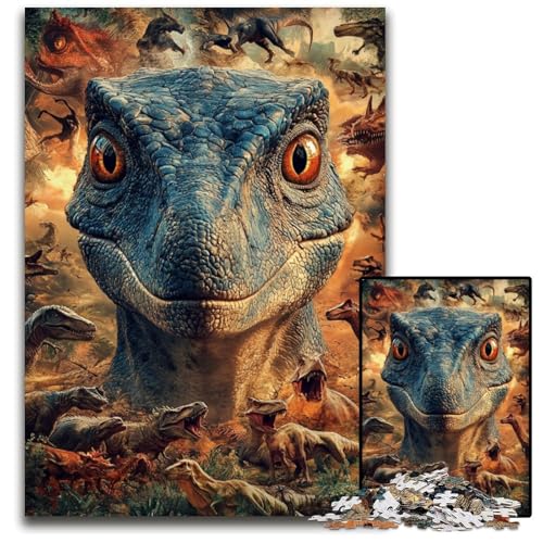 Puzzle 1000 Teile für Erwachsene oder Familien, Dinosaurier-Holzpuzzle, pädagogisches Denkspiel, künstlerische Heim- und Bürodekoration, ab 14 Jahren, 50x75cm von JIANGENNF