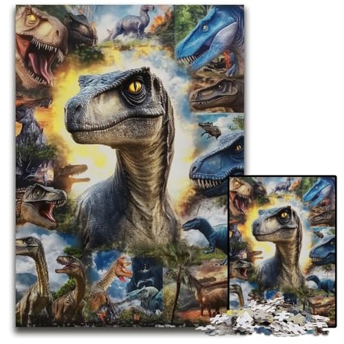 Puzzle 1000 Teile für Erwachsene oder Familien, Dinosaurier-Holzpuzzle mit interaktivem Familienspiel, Kinder ab 14 Jahren, 50x75cm Puzzle 1000 Teile für Erwachsene oder Familien, Dinosaurier-Holzpuzzle mit interaktivem Familienspiel, Kinder ab 14 Jahren, 50x75cm von JIANGENNF