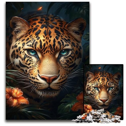 Puzzle 1000 Teile für Erwachsene oder Familien, Dschungel-Leopard, Holzpuzzle, DIY-Heimdekoration, Denkspiel für Teenager, 50x75cm von JIANGENNF