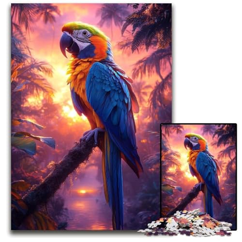 Puzzle 1000 Teile für Erwachsene oder Familien, Dschungelpapagei, Kartonpuzzle, pädagogisches Denkspiel, künstlerische Heim- und Bürodekoration, ab 14 Jahren, 26x38cm von JIANGENNF