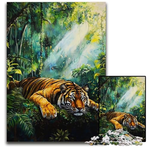 Puzzle 1000 Teile für Erwachsene oder Familien, Dschungeltiger, Kartonpuzzle, Lernspiele, DIY-Spielzeug, Geburtstagsgeschenk, Geschenke für 14-Jährige, 26x38cm Puzzle 1000 Teile für Erwachsene oder Familien, Dschungeltiger, Kartonpuzzle, Lernspiele, DIY-Spielzeug, Geburtstagsgeschenk, Geschenke für 14-Jährige, 26x38cm von JIANGENNF