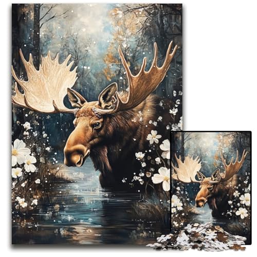 Puzzle 1000 Teile für Erwachsene oder Familien, Elch-Holzpuzzle, Lernspiele, DIY-Spielzeug, Geburtstagsgeschenk, Geschenke für 14-Jährige, 50x75cm Puzzle 1000 Teile für Erwachsene oder Familien, Elch-Holzpuzzle, Lernspiele, DIY-Spielzeug, Geburtstagsgeschenk, Geschenke für 14-Jährige, 50x75cm von JIANGENNF