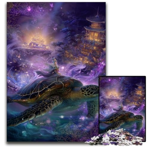 Puzzle 1000 Teile für Erwachsene oder Familien, Fantasy-Schildkröten-Puzzle für Heimdekorationsgeschenke, anspruchsvolles Familienspielzeug, perfekt für Spieleabende, 50x75cm von JIANGENNF