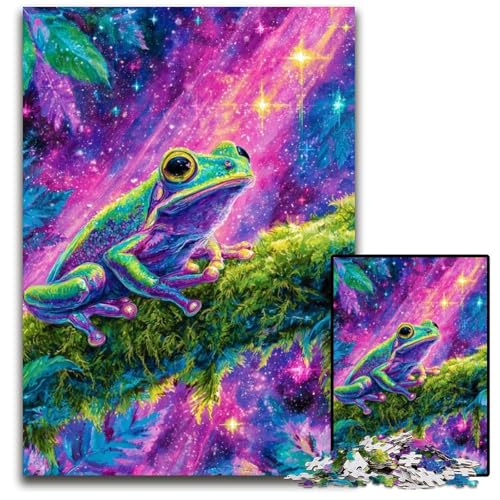 Puzzle 1000 Teile für Erwachsene oder Familien, Frosch auf dem Baum, Papppuzzle mit interaktivem Familienspiel, Kinder ab 14 Jahren, 26x38cm von JIANGENNF