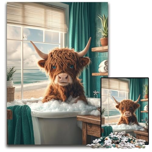 Puzzle 1000 Teile für Erwachsene oder Familien, Highland Cow, Kartonpuzzle, Lernspiele, DIY-Spielzeug, Geburtstagsgeschenk, Geschenke für 14-Jährige, 26x38cm Puzzle 1000 Teile für Erwachsene oder Familien, Highland Cow, Kartonpuzzle, Lernspiele, DIY-Spielzeug, Geburtstagsgeschenk, Geschenke für 14-Jährige, 26x38cm von JIANGENNF