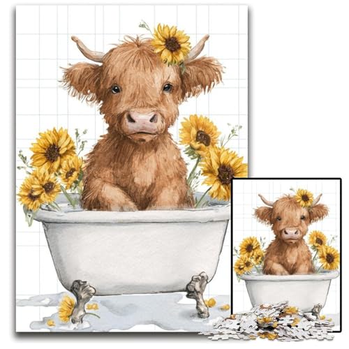 Puzzle 1000 Teile für Erwachsene oder Familien, Highland Cow, Kartonpuzzle, Lernspiele, DIY-Spielzeug, Geburtstagsgeschenk, Geschenke für 14-Jährige, 26x38cm Puzzle 1000 Teile für Erwachsene oder Familien, Highland Cow, Kartonpuzzle, Lernspiele, DIY-Spielzeug, Geburtstagsgeschenk, Geschenke für 14-Jährige, 26x38cm von JIANGENNF