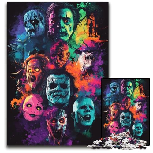 Puzzle 1000 Teile für Erwachsene oder Familien, Horrorfilme, Papppuzzle mit interaktivem Familienspiel, Kinder ab 14 Jahren, 26x38cm Puzzle 1000 Teile für Erwachsene oder Familien, Horrorfilme, Papppuzzle mit interaktivem Familienspiel, Kinder ab 14 Jahren, 26x38cm von JIANGENNF