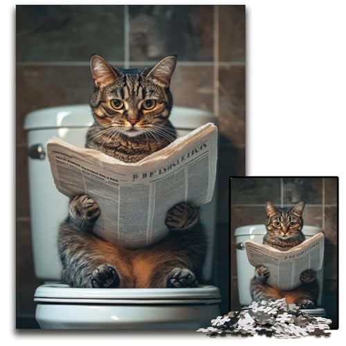 Puzzle 1000 Teile für Erwachsene oder Familien, Katze auf der Toilette, Kartonpuzzle, Lernspiele, DIY-Spielzeug, Geburtstagsgeschenk, Geschenke für 14-Jährige, 26x38cm Puzzle 1000 Teile für Erwachsene oder Familien, Katze auf der Toilette, Kartonpuzzle, Lernspiele, DIY-Spielzeug, Geburtstagsgeschenk, Geschenke für 14-Jährige, 26x38cm von JIANGENNF