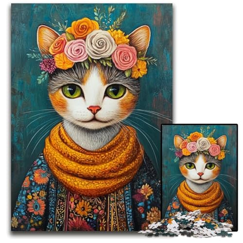 Puzzle 1000 Teile für Erwachsene oder Familien, Katzenblumen-Puzzle, anspruchsvolles Denkspiel für Teenager, Spaß am Familienspielabend, 26x38cm Puzzle 1000 Teile für Erwachsene oder Familien, Katzenblumen-Puzzle, anspruchsvolles Denkspiel für Teenager, Spaß am Familienspielabend, 26x38cm von JIANGENNF