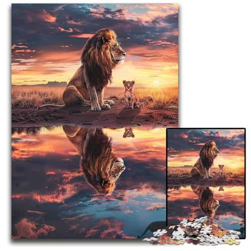 Puzzle 1000 Teile für Erwachsene oder Familien, Löwenreflexion, Holzpuzzle, pädagogisches Denkspiel, künstlerische Heim- und Bürodekoration, ab 14 Jahren, 50x75cm Puzzle 1000 Teile für Erwachsene oder Familien, Löwenreflexion, Holzpuzzle, pädagogisches Denkspiel, künstlerische Heim- und Bürodekoration, ab 14 Jahren, 50x75cm von JIANGENNF
