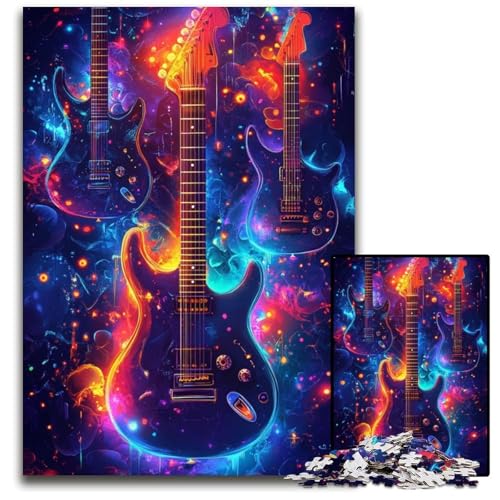 Puzzle 1000 Teile für Erwachsene oder Familien, Neon-Gitarren-Puzzle, anspruchsvolles Denkspiel für Teenager, Spaß am Familienspielabend, 26x38cm Puzzle 1000 Teile für Erwachsene oder Familien, Neon-Gitarren-Puzzle, anspruchsvolles Denkspiel für Teenager, Spaß am Familienspielabend, 26x38cm von JIANGENNF