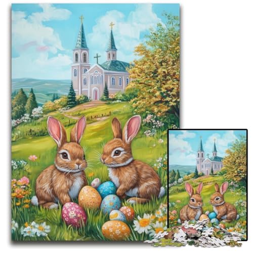 Puzzle 1000 Teile für Erwachsene oder Familien, Osterhase, Holzpuzzle, pädagogisches Denkspiel, künstlerische Heim- und Bürodekoration, ab 14 Jahren, 50x75cm Puzzle 1000 Teile für Erwachsene oder Familien, Osterhase, Holzpuzzle, pädagogisches Denkspiel, künstlerische Heim- und Bürodekoration, ab 14 Jahren, 50x75cm von JIANGENNF