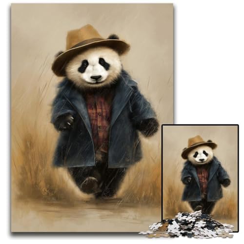 Puzzle 1000 Teile für Erwachsene oder Familien, Panda-Holzpuzzle, pädagogisches Denkspiel, künstlerische Heim- und Bürodekoration, ab 14 Jahren, 50x75cm von JIANGENNF