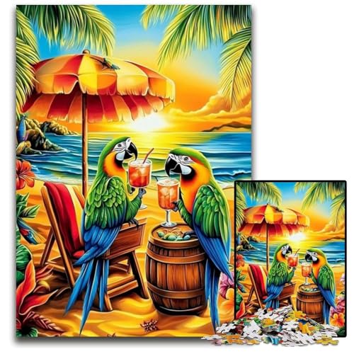 Puzzle 1000 Teile für Erwachsene oder Familien, Papagei im Urlaub, Papppuzzle, farbenfrohe Heimdekoration und interaktives Familienspiel, 26x38cm von JIANGENNF