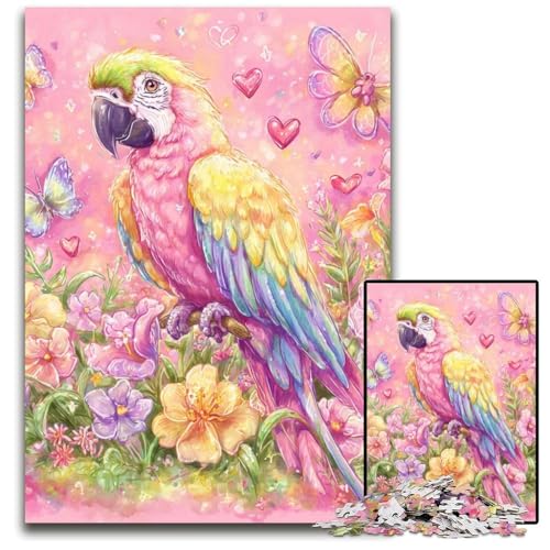 Puzzle 1000 Teile für Erwachsene oder Familien, Papageien-Puzzle aus Pappe, Spielspielzeug, einzigartige Heimdekoration und Geschenke für Kinder ab 14 Jahren, 26x38cm von JIANGENNF