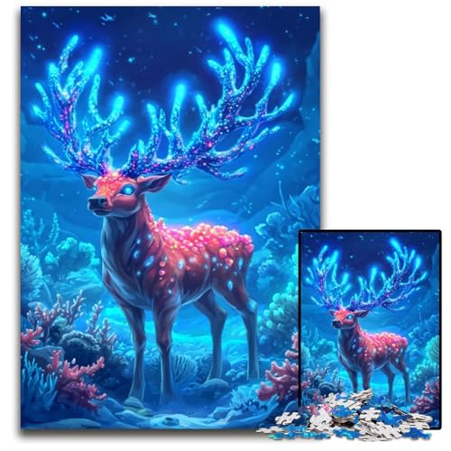 Puzzle 1000 Teile für Erwachsene oder Familien, Psychedelisches Hirsch-Puzzle, anspruchsvolles Denkspiel für Teenager, Spaß am Familienspieleabend, 50x75cm Puzzle 1000 Teile für Erwachsene oder Familien, Psychedelisches Hirsch-Puzzle, anspruchsvolles Denkspiel für Teenager, Spaß am Familienspieleabend, 50x75cm von JIANGENNF