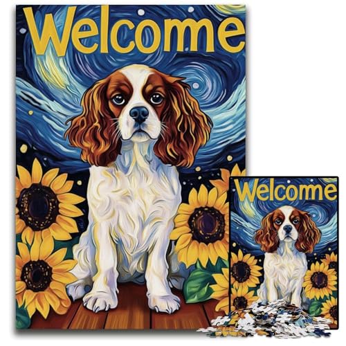 Puzzle 1000 Teile für Erwachsene oder Familien, Sonnenblumen-Beagle, Karton-Puzzle, dekomprimierendes intellektuelles Lernspielzeug, gutes Geschenk für Erwachsene und Teenager, 26x38cm Puzzle 1000 Teile für Erwachsene oder Familien, Sonnenblumen-Beagle, Karton-Puzzle, dekomprimierendes intellektuelles Lernspielzeug, gutes Geschenk für Erwachsene und Teenager, 26x38cm von JIANGENNF