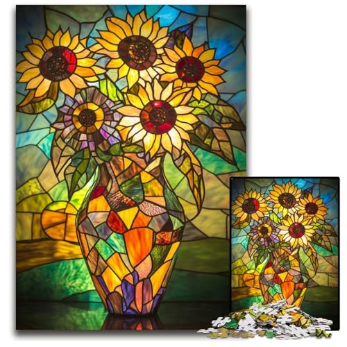 Puzzle 1000 Teile für Erwachsene oder Familien, Sonnenblumen-Puzzle, anspruchsvolles Denkspiel für Teenager, Spaß am Familienspielabend, 50x75cm Puzzle 1000 Teile für Erwachsene oder Familien, Sonnenblumen-Puzzle, anspruchsvolles Denkspiel für Teenager, Spaß am Familienspielabend, 50x75cm von JIANGENNF