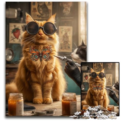 Puzzle 1000 Teile für Erwachsene oder Familien, Tätowierte Katze, Kartonpuzzle, Lernspiele, DIY-Spielzeug, Geburtstagsgeschenk, Geschenke für 14-Jährige, 26x38cm Puzzle 1000 Teile für Erwachsene oder Familien, Tätowierte Katze, Kartonpuzzle, Lernspiele, DIY-Spielzeug, Geburtstagsgeschenk, Geschenke für 14-Jährige, 26x38cm von JIANGENNF