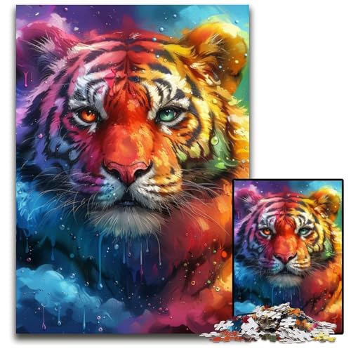 Puzzle 1000 Teile für Erwachsene oder Familien, Tiger-Ölgemälde-Puzzle, anspruchsvolles Denkspiel für Teenager, Spaß für den Familienspielabend, 50x75cm Puzzle 1000 Teile für Erwachsene oder Familien, Tiger-Ölgemälde-Puzzle, anspruchsvolles Denkspiel für Teenager, Spaß für den Familienspielabend, 50x75cm von JIANGENNF