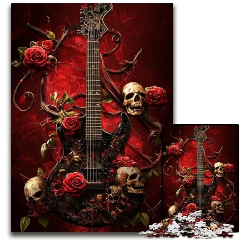 Puzzle 1000 Teile für Erwachsene oder Familien, Totenkopf-Gitarren-Puzzle, anspruchsvolles Spielspielzeug, einzigartige Geburtstags- und Geschenkideen für Kinder ab 14 Jahren, 50x75cm Puzzle 1000 Teile für Erwachsene oder Familien, Totenkopf-Gitarren-Puzzle, anspruchsvolles Spielspielzeug, einzigartige Geburtstags- und Geschenkideen für Kinder ab 14 Jahren, 50x75cm von JIANGENNF
