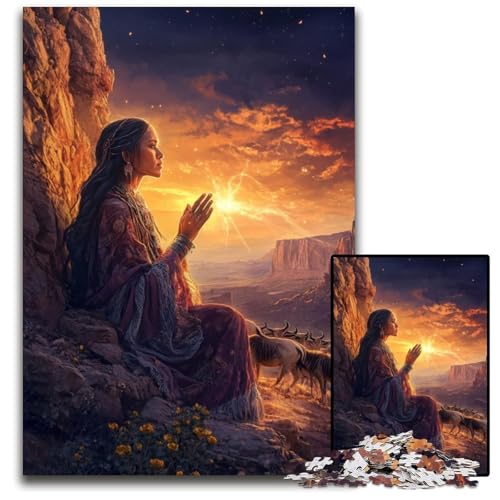 Puzzle 1000 Teile für Erwachsene oder Familien, Tribal Matriarch, Kartonpuzzle, pädagogisches Denkspiel, künstlerische Heim- und Bürodekoration, ab 14 Jahren, 26x38cm von JIANGENNF