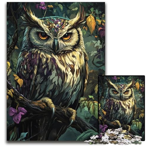 Puzzle 1000 Teile für Erwachsene oder Familien, Waldeule, Holzpuzzle, pädagogisches Denkspiel, künstlerische Heim- und Bürodekoration, ab 14 Jahren, 50x75cm von JIANGENNF