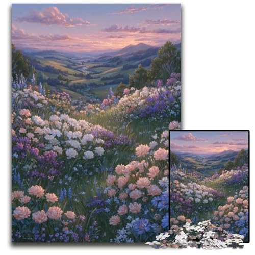 Puzzle 1000 Teile für Erwachsene oder Familien, Wildblumenberge, Kartonpuzzle, pädagogisches Denkspiel, künstlerische Heim- und Bürodekoration, ab 14 Jahren, 26x38cm Puzzle 1000 Teile für Erwachsene oder Familien, Wildblumenberge, Kartonpuzzle, pädagogisches Denkspiel, künstlerische Heim- und Bürodekoration, ab 14 Jahren, 26x38cm von JIANGENNF