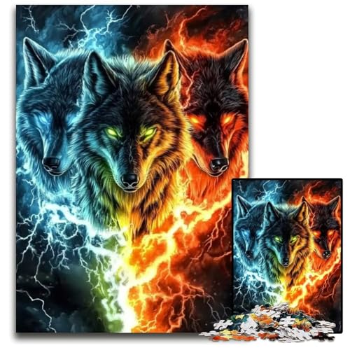 Puzzle 1000 Teile für Erwachsene oder Familien, Wolf-Holzpuzzle, pädagogisches Denkspiel, künstlerische Heim- und Bürodekoration, ab 14 Jahren, 50x75cm von JIANGENNF