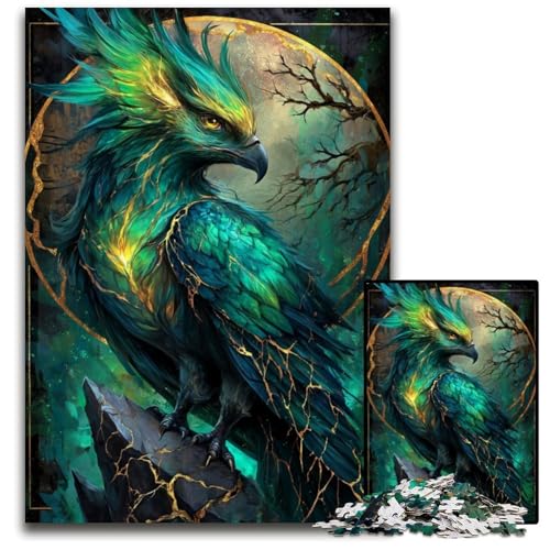 Puzzle 1000 Teile für Erwachsene oder Familien Phoenix Holzpuzzles, pädagogisches Denkspiel, künstlerische Heim- und Bürodekoration, ab 14 Jahren, 50x75cm von JIANGENNF