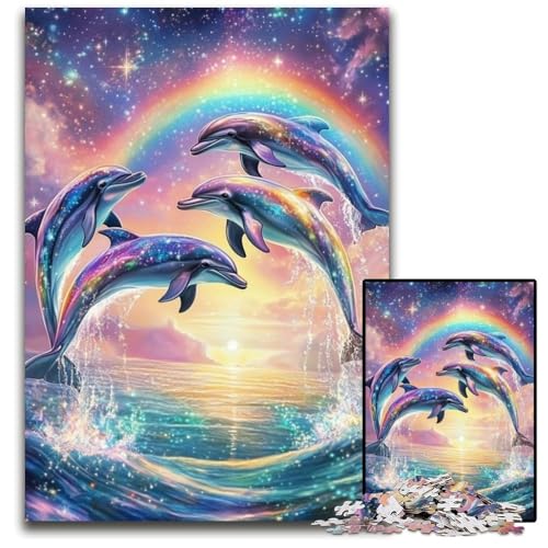 Puzzle 1000 Teile für Erwachsene oder Familien Regenbogen-Delfin-Puzzle aus Karton, Lernspiele, DIY-Spielzeug, Geburtstagsgeschenk, Geschenke für 14-Jährige, 26x38cm Puzzle 1000 Teile für Erwachsene oder Familien Regenbogen-Delfin-Puzzle aus Karton, Lernspiele, DIY-Spielzeug, Geburtstagsgeschenk, Geschenke für 14-Jährige, 26x38cm von JIANGENNF